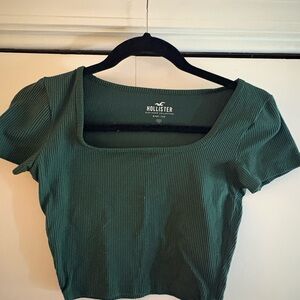 Hollister Forest Green Ribbed Crop Top
